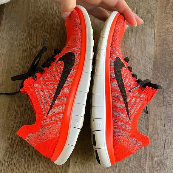 Nike Free 4.0 Flyknit Bright Red Running Shoes - Picture 8 of 8